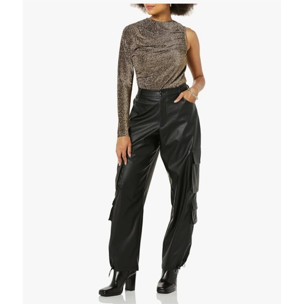 Terea Women's Emiliana One Shoulder Metallic Ruched Top size XS NWT